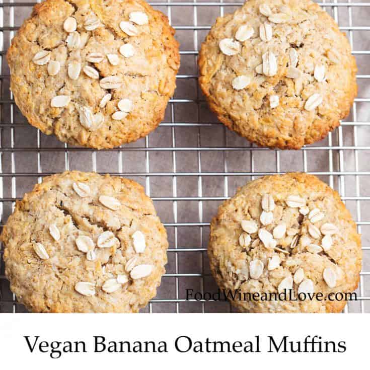 No Flour Vegan Banana Oatmeal Muffins