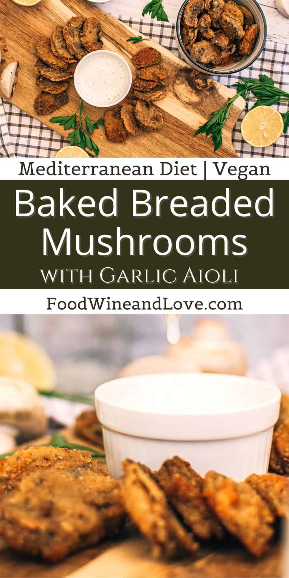 Baked Breaded Mushrooms with Garlic Aioli  