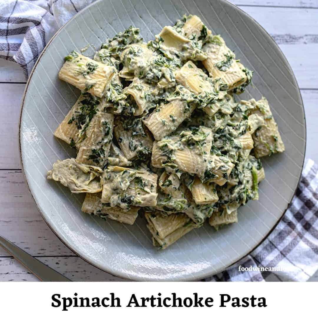 Creamy Vegan Pasta with Spinach and Artichokes , foodwineandlove.com