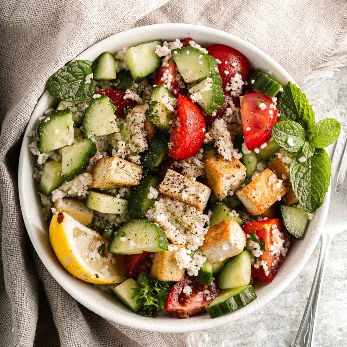 Vegan Couscous and Tofu Salad