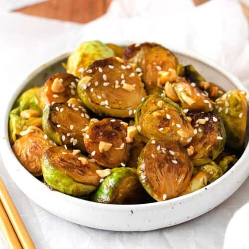 Mediterranean Diet Kung Pao Brussels Sprouts
