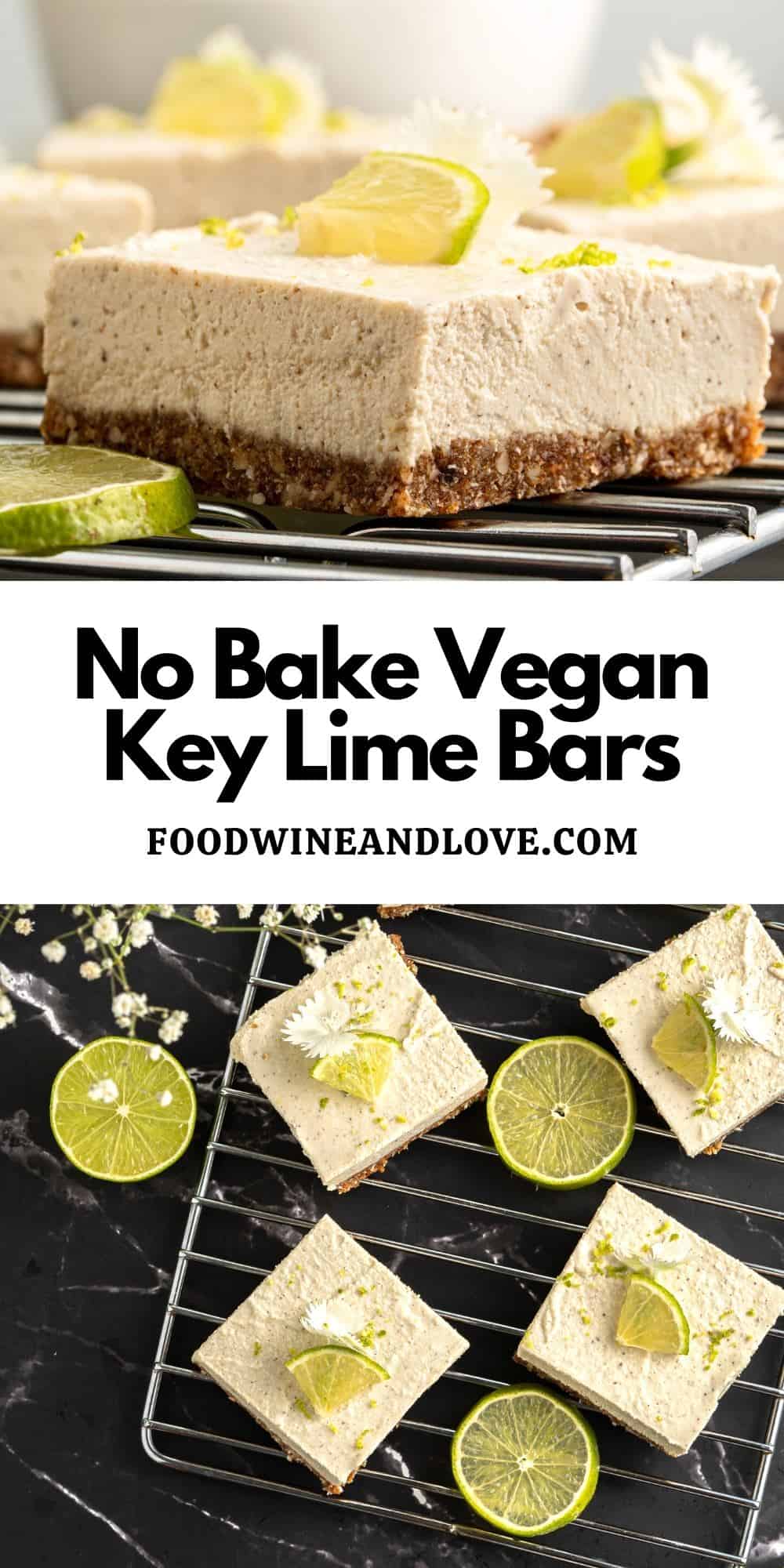 No Bake Vegan Key Lime Bars, a simple dessert recipe that is vegan, vegetarian, gluten free, and low carbohydrate diet friendly.