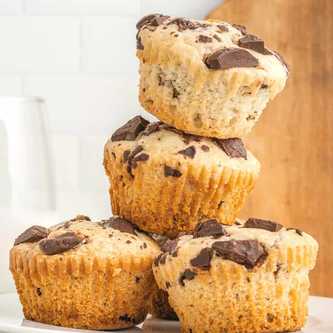 How to Make Vegan Chocolate Chip Muffins, a simple and delicious baked breakfast recipe idea. Gluten free option.