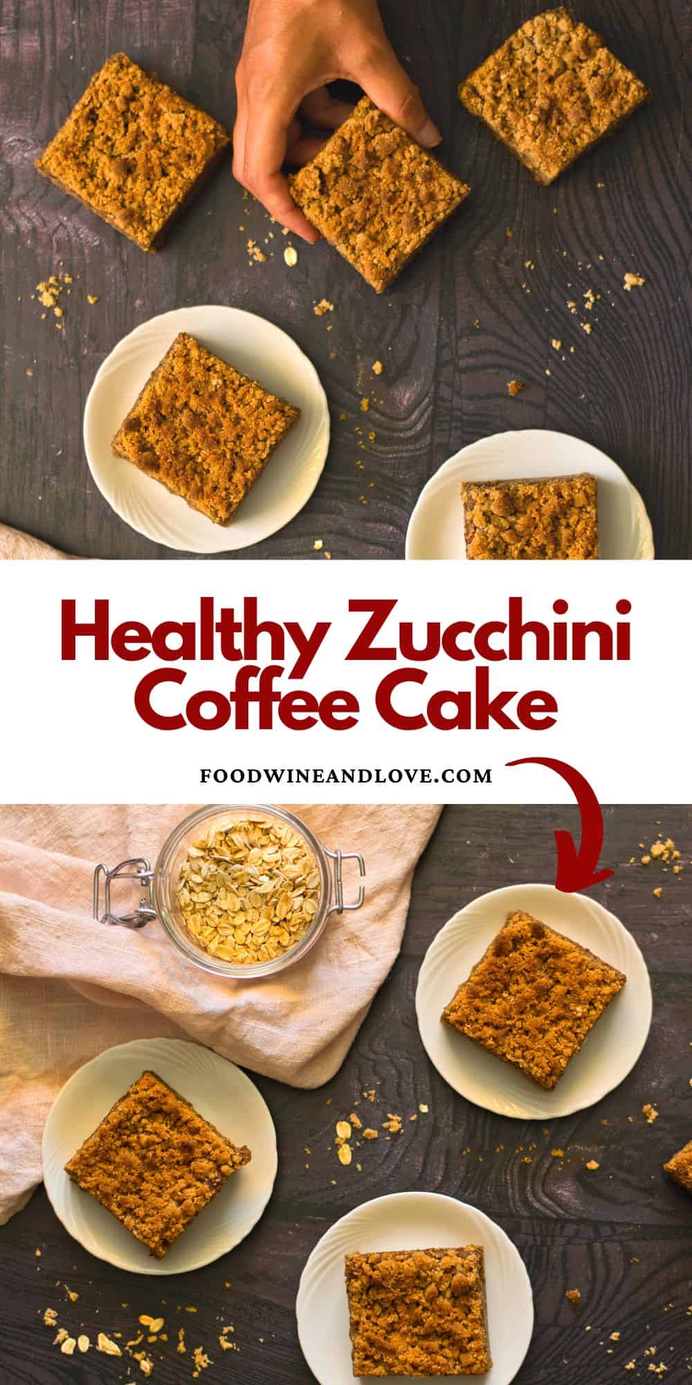 Mediterranean Diet Zucchini Coffee Cake, a delicious dessert recipe made with oats and sweetened with dates. Vegan.
