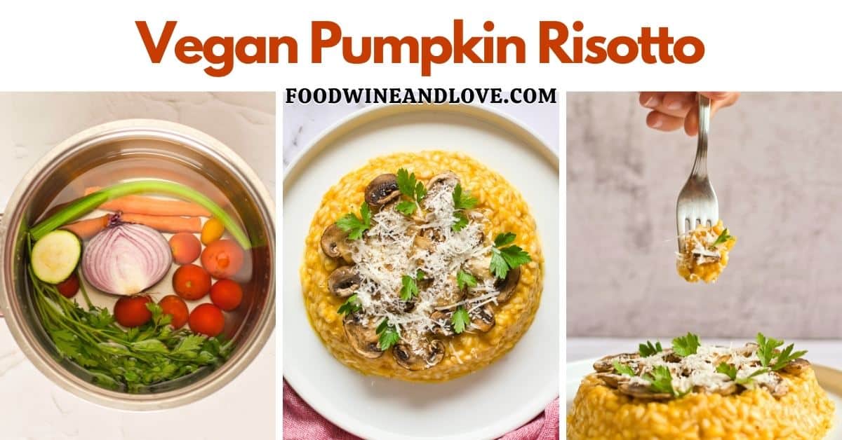 Vegan Pumpkin Risotto Recipe, an easy recipe for a favorite creamy Mediterranean Italian style rice side or meal dish.