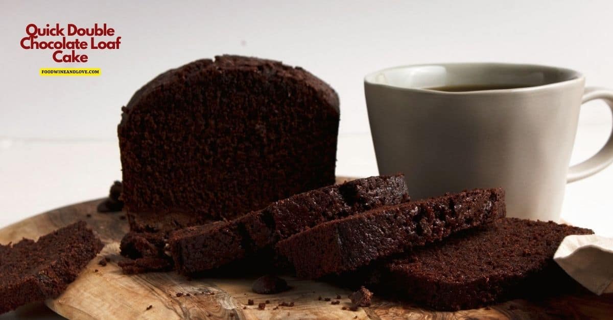 Quick Double Chocolate Loaf Cake, a tasty and easy dessert or snack recipe made with unsweetened cocoa and chocolate chips. Vegan friendly.