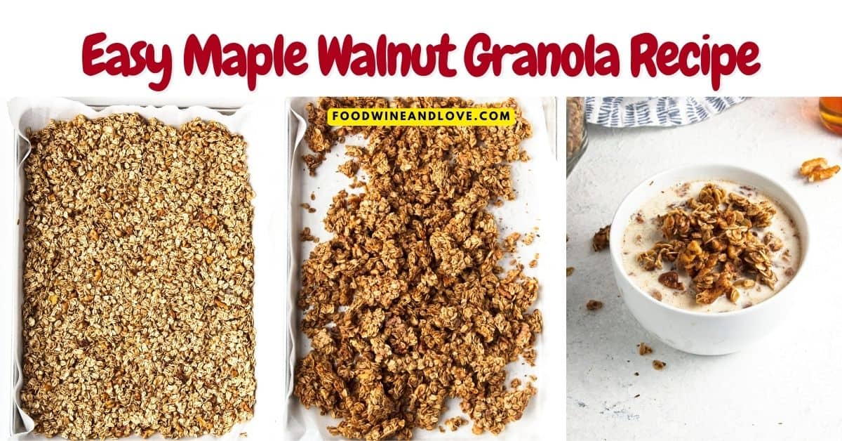 Easy Maple Walnut Granola Recipe, a simple, delicious, and healthy recipe for homemade granola using vegan ingredients.