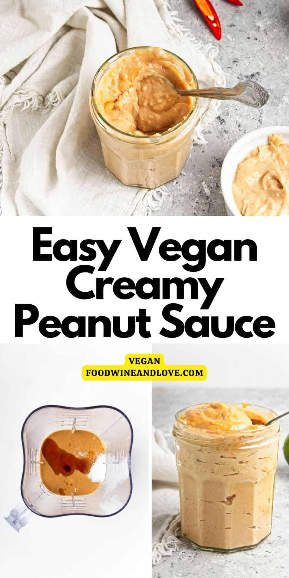 Vegan Creamy Peanut Sauce, a simple and delicious recipe for a dip, dressing, or sauce for a favorite dish.