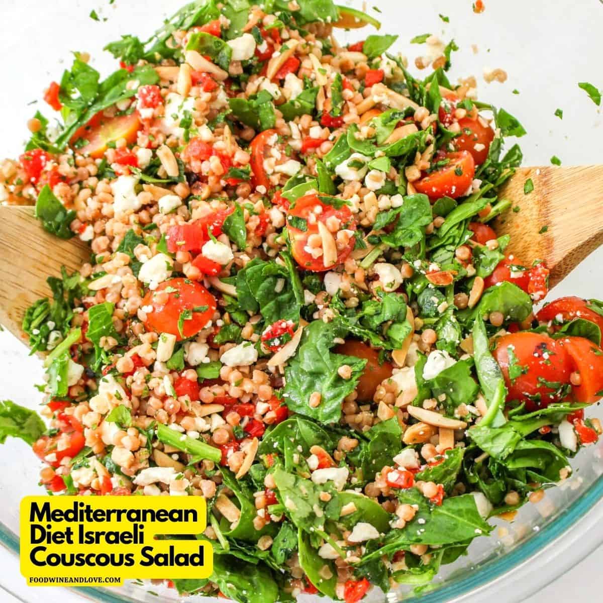 Mediterranean Diet Israeli Couscous Salad, a delicious and flavorful lunch or dinner recipe made with healthy ingredients.