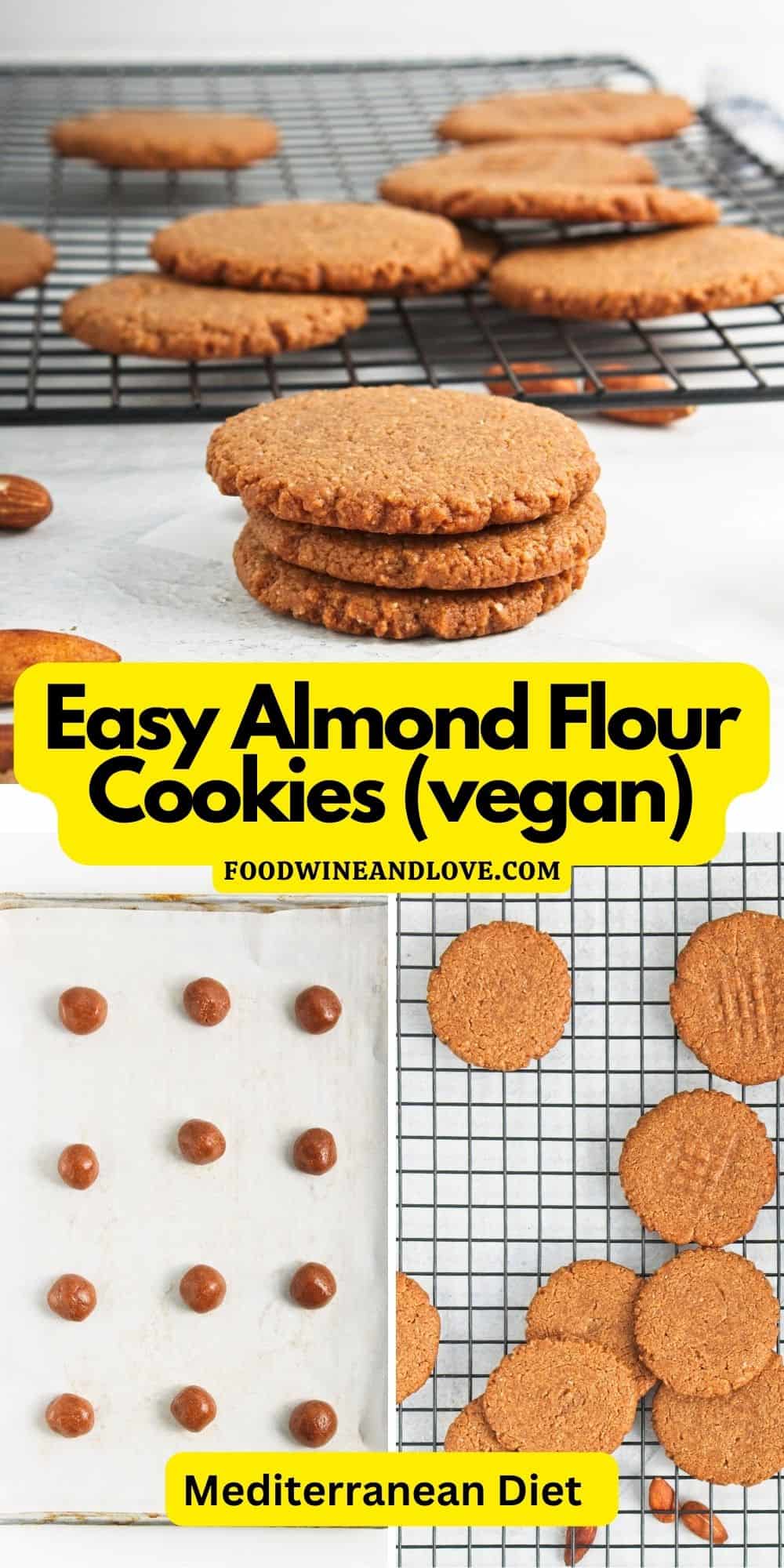 Easy Almond Flour Cookies (vegan), delicious and wholesome dessert recipe made with nutritious ingredients. Vegan, GF, Refined Sugar Free.