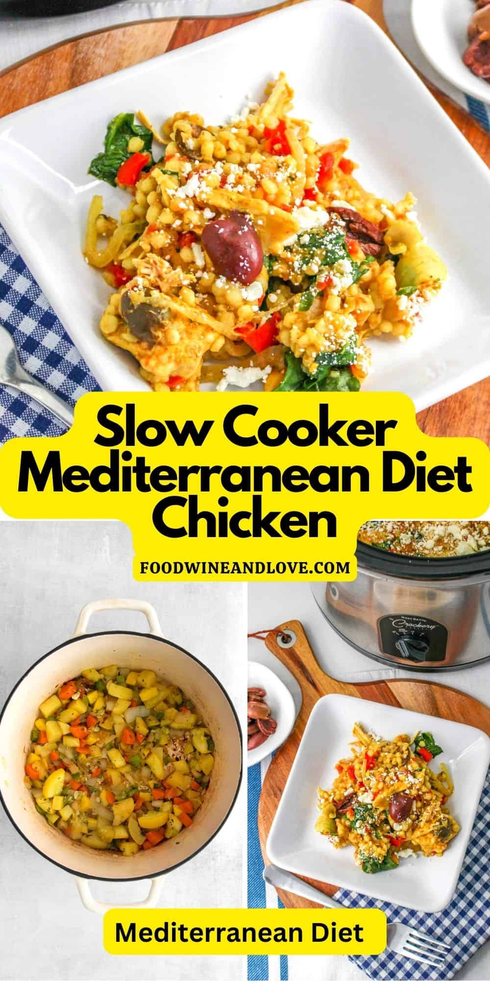 Slow Cooker Mediterranean Diet Chicken, an easy and flavorful meal recipe made with skinless chicken breasts and healthier ingredients.