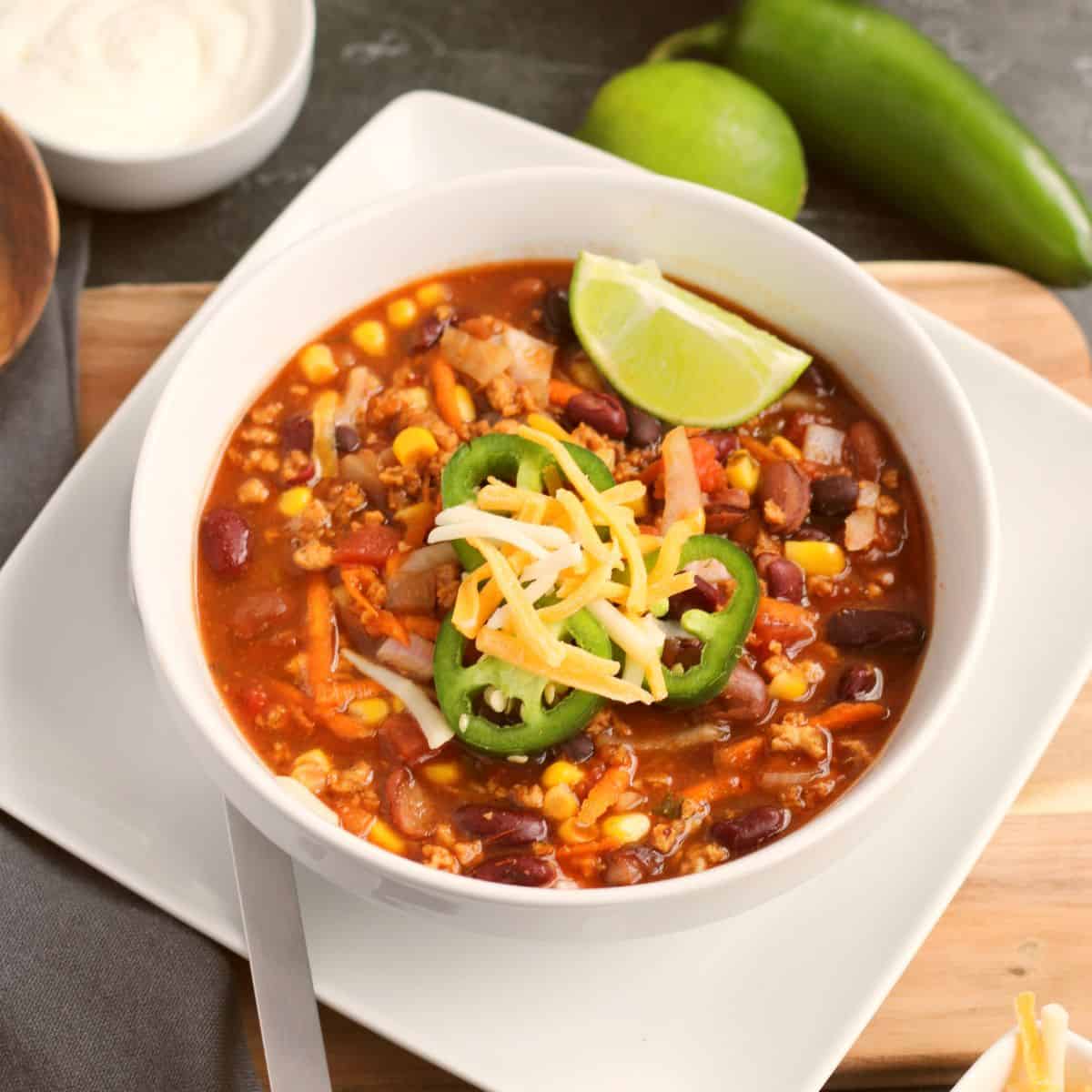 Vegetarian Slow Cooker Taco Soup is a delicious hearty and flavorful soup made with healthy and plant-based ingredients.