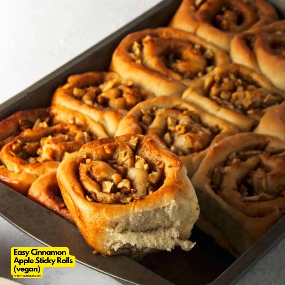 Amazing Cinnamon Apple Sticky Rolls (vegan), incredibly delicious sweet and gooey pastry buns that have no added dairy. Breakfast, brunch, dessert  