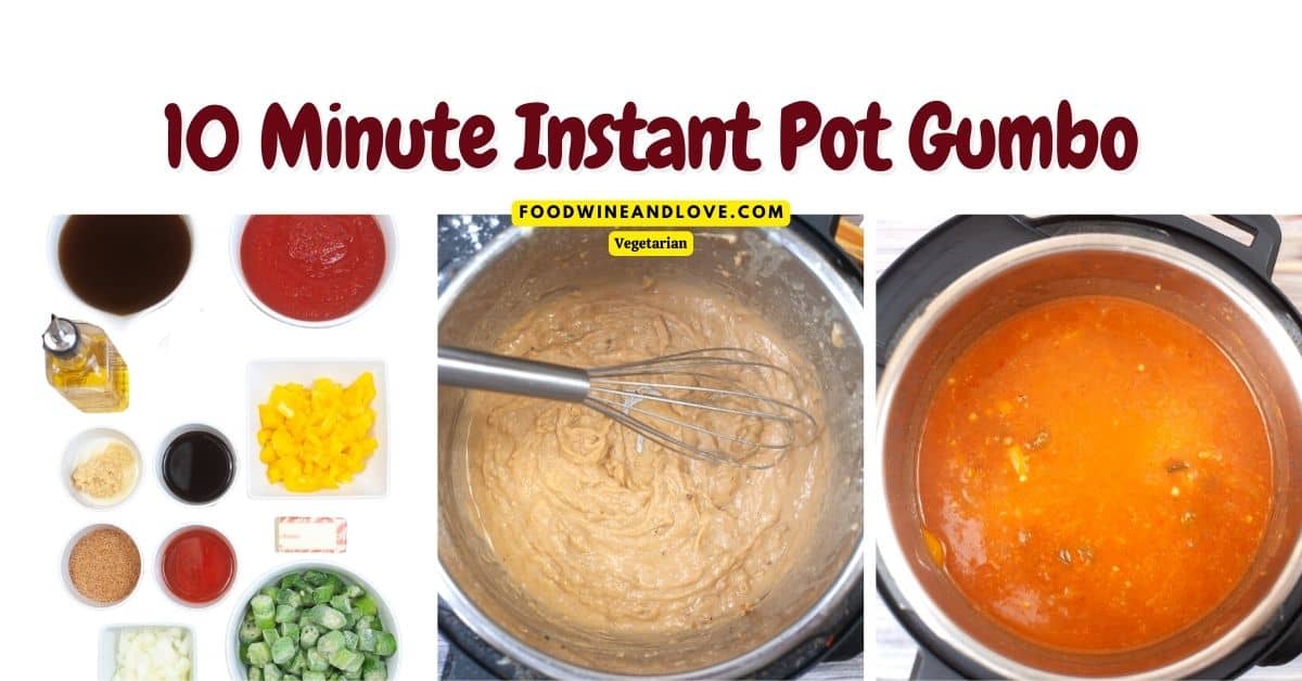 10 Minute Instant Pot Gumbo (Vegetarian), a simple and delicious version of the classic Creole and Cajun stew made without meat.