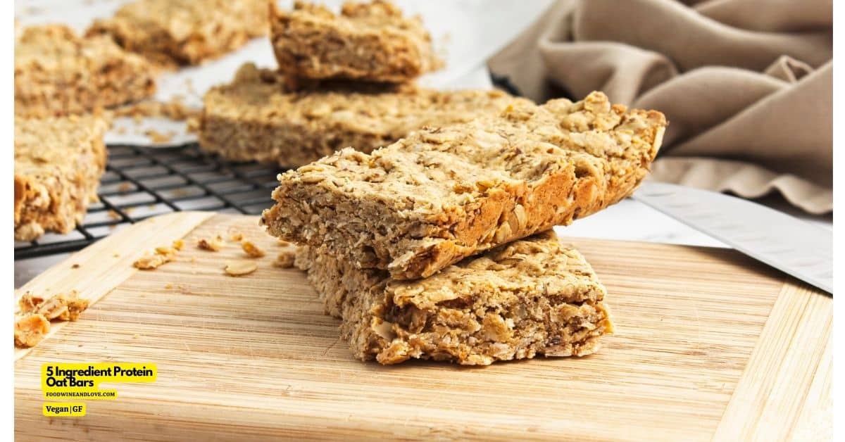 5 Ingredient Protein Oat Bars, a simple and nutritious snack made with healthy ingredients and sweetened with maple syrup.