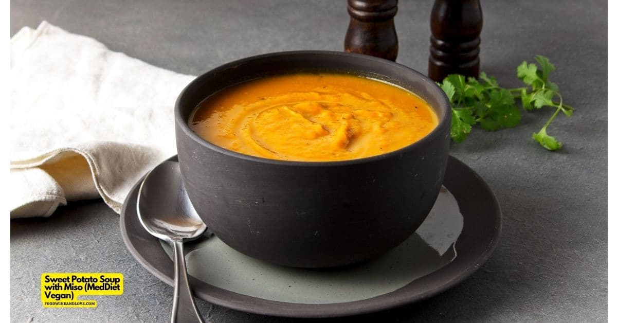 Sweet Potato Soup with Miso, a delicious  flavorful and nutritious vegan side or meal recipe made with fresh vegetables.