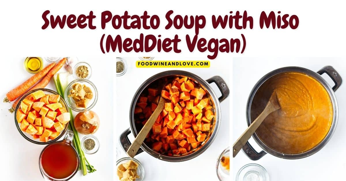 Sweet Potato Soup with Miso, a delicious  flavorful and nutritious vegan side or meal recipe made with fresh vegetables.