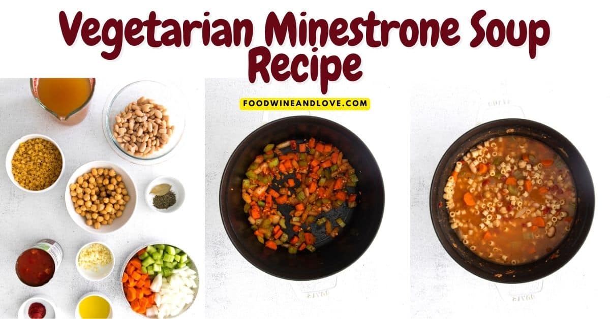 Vegetarian Minestrone Soup Recipe, a hearty and delicious appetizer, side, or meal idea made with pasta and loaded with healthier vegetables 
