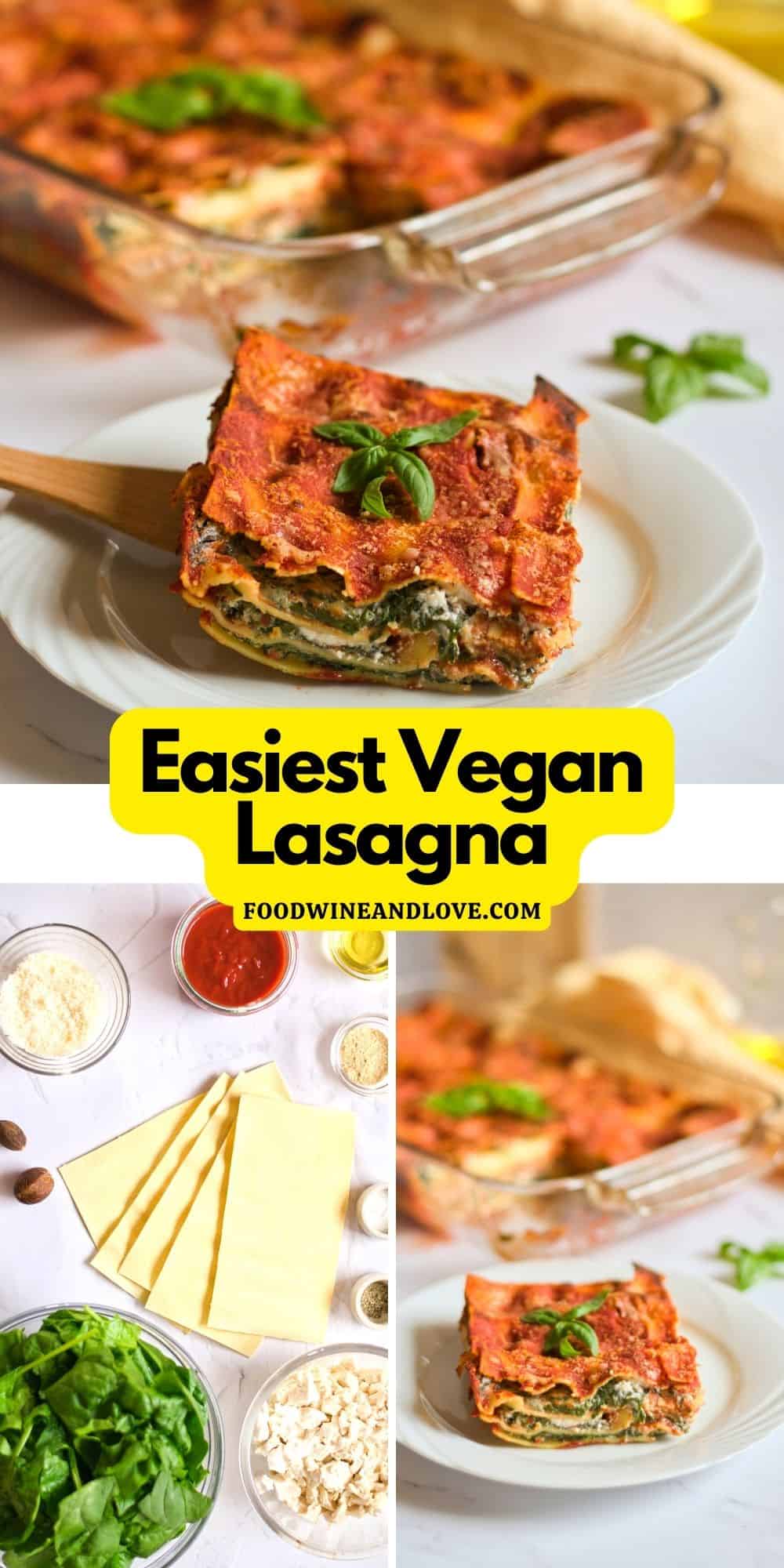 Easiest Vegan Lasagna- No Cashews!, a simple and delicious meal or dinner recipe made with no added dairy. Gluten Free.