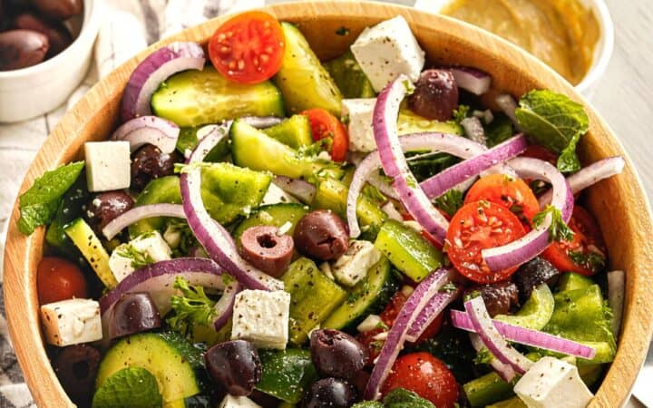 Easiest Greek Salad in Vinaigrette Dressing
