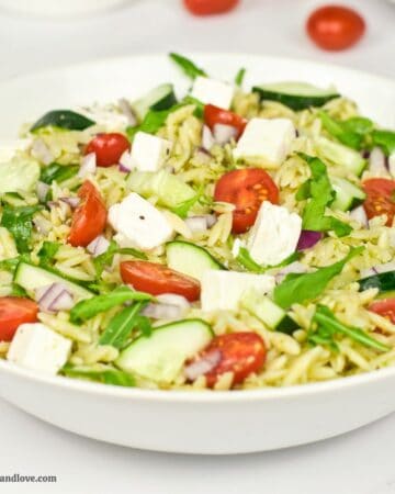 Easiest Orzo Salad with Pesto