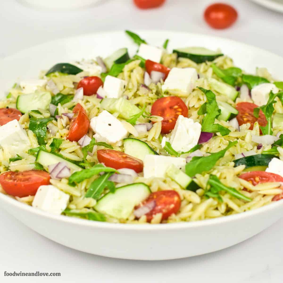 Easiest Orzo Salad with Pesto