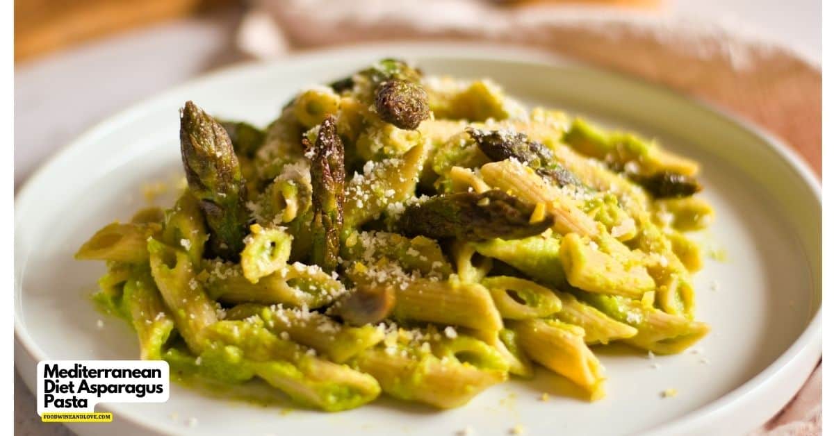 Mediterranean Diet Asparagus Pasta Sauce, a delicious and easy sauce recipe made with asparagus, peas, and Greek Yogurt.