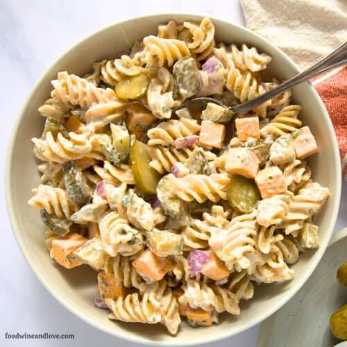 Vegetarian Dill Pickle Pasta Salad