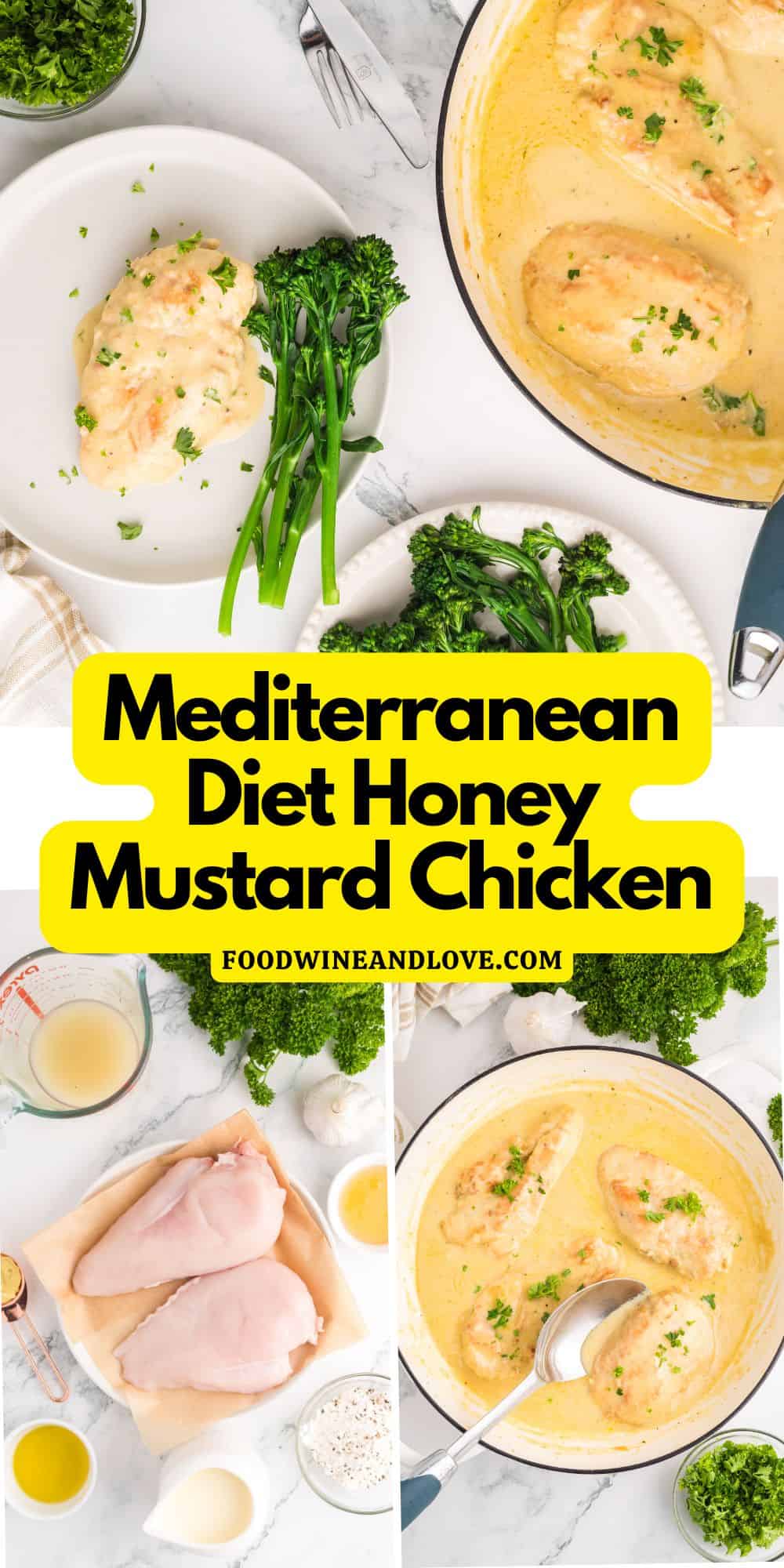 Mediterranean Diet Honey Mustard Chicken, a simple and delicious 25 minute meal recipe made with chicken breasts  and healthier ingredients.