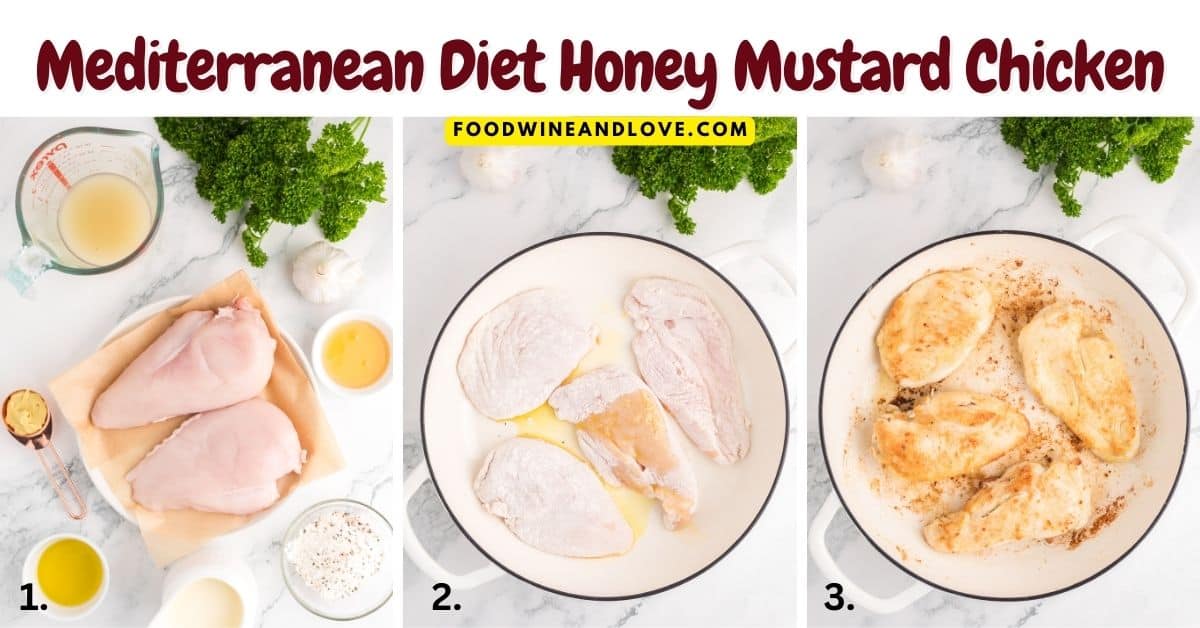 Mediterranean Diet Honey Mustard Chicken, a simple and delicious 25 minute meal recipe made with chicken breasts  and healthier ingredients.