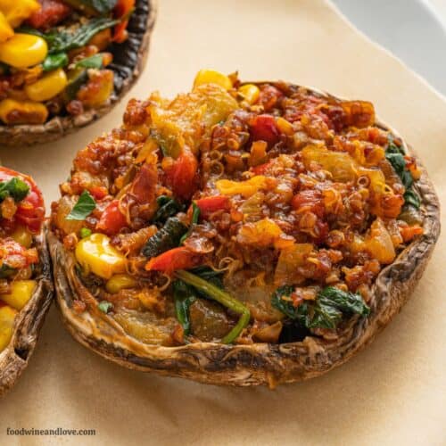 Easy Stuffed Portobello Mushrooms (Vegan, MedDiet)