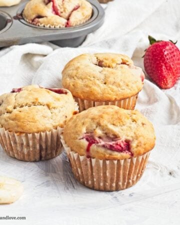 Dairy Free Banana Muffins with Strawberries