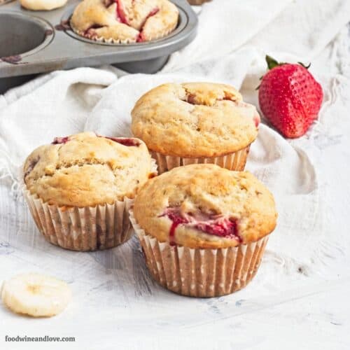 Dairy Free Banana Muffins with Strawberries