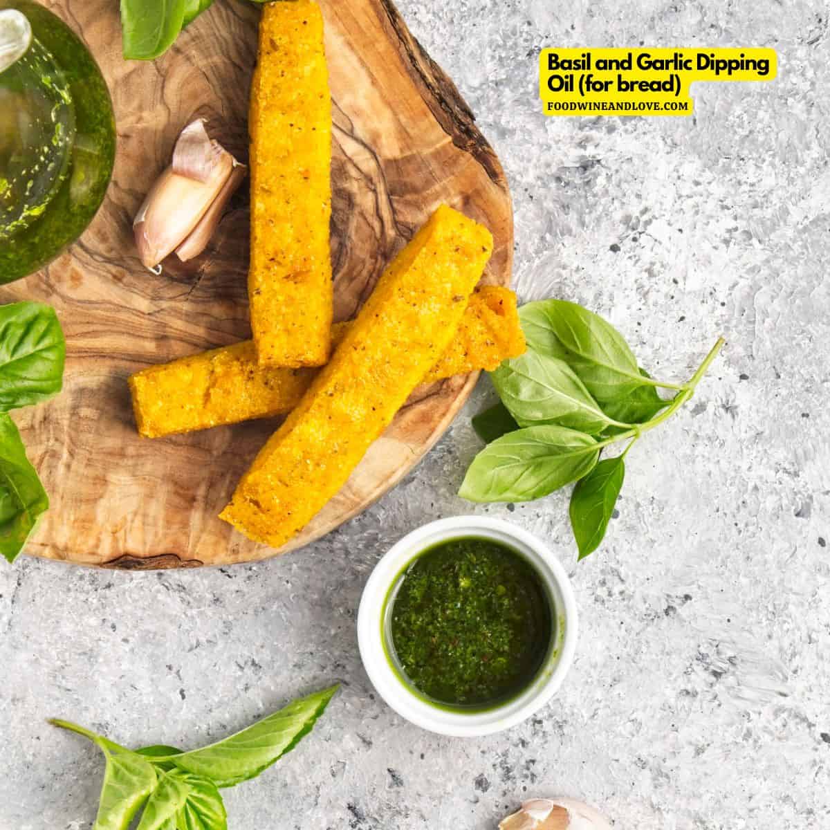 Basil and Garlic Dipping Oil (for bread), a simple recipe for a flavorful oil that can be used for dipping bread into.  vegan, gluten free.