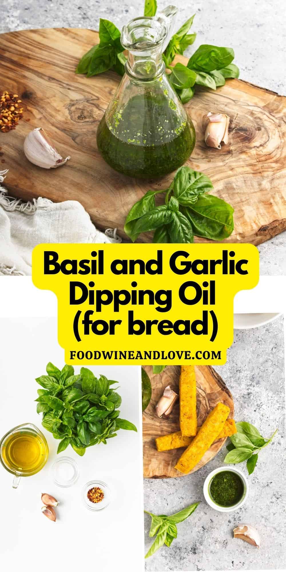 Basil and Garlic Dipping Oil (for bread), a simple recipe for a flavorful oil that can be used for dipping bread into.  vegan, gluten free.