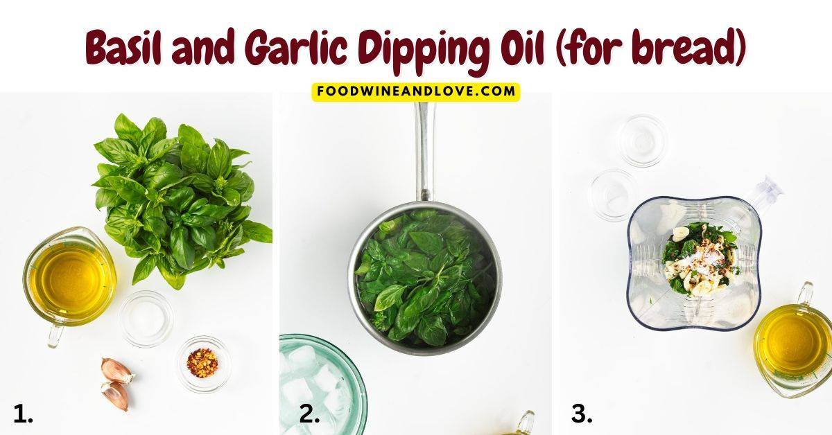 Basil and Garlic Dipping Oil (for bread), a simple recipe for a flavorful oil that can be used for dipping bread into.  vegan, gluten free.