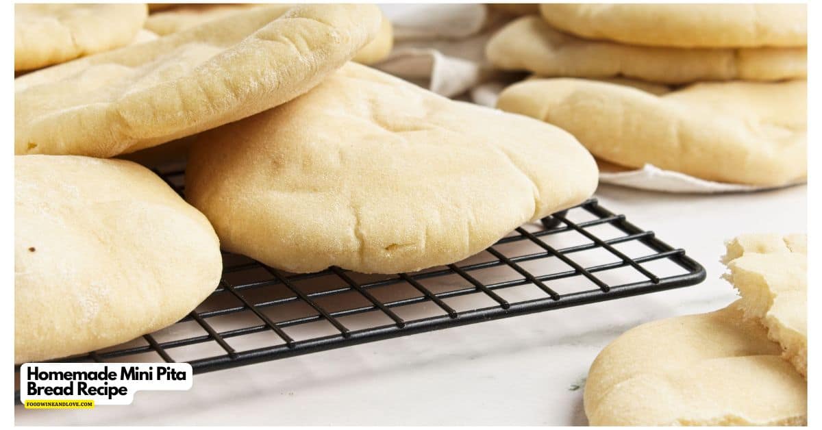 Homemade Mini Pita Bread Recipe, a simple and tasty five ingredients bread that is soft and fluffy. Perfect size for sandwiches or snacking.