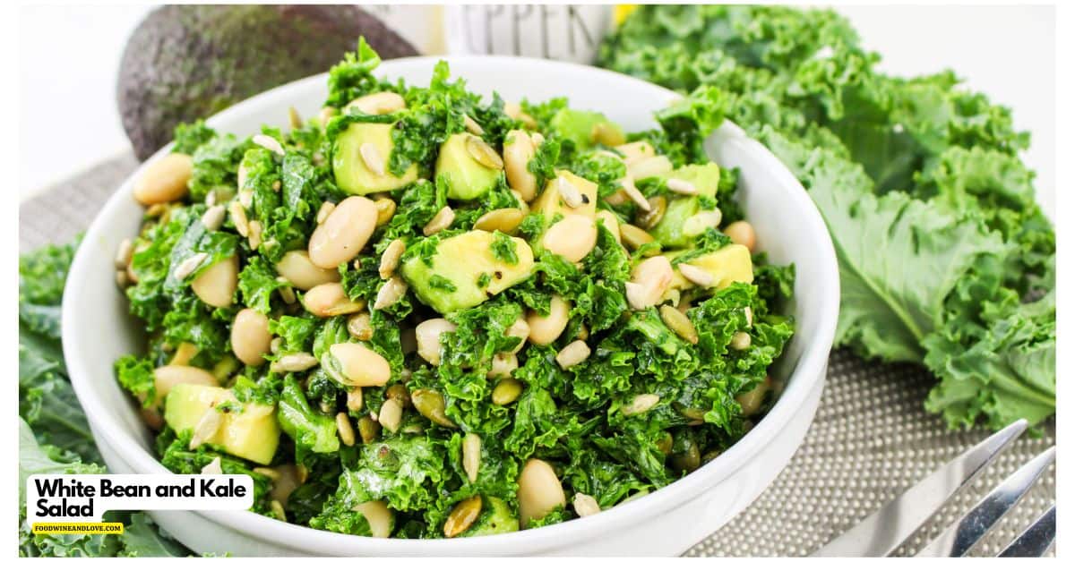Easy White Bean and Kale Salad, is a protein and flavor packed vegan meal or side dish made with avocado and sunflower seeds. Easy White Bean and Kale Salad, is a protein and flavor packed vegan meal or side dish made with avocado and sunflower seeds.