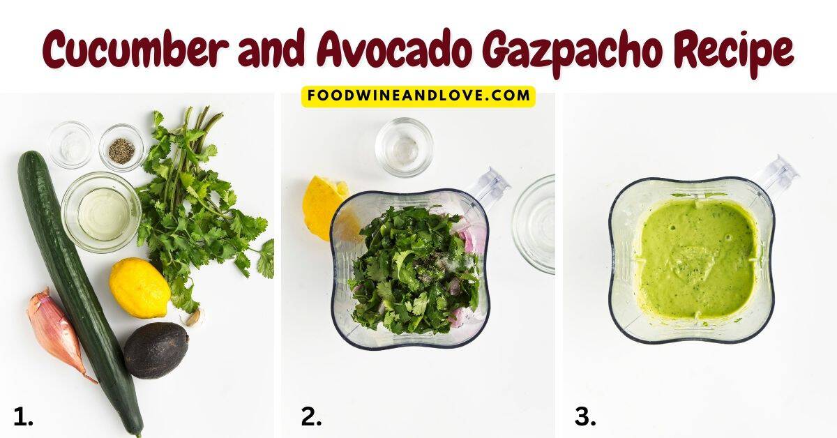 Cucumber and Avocado Gazpacho Recipe, a simple  15 minute  appetizer or meal recipe made in a blender. Vegan and Mediterranean diet friendly.