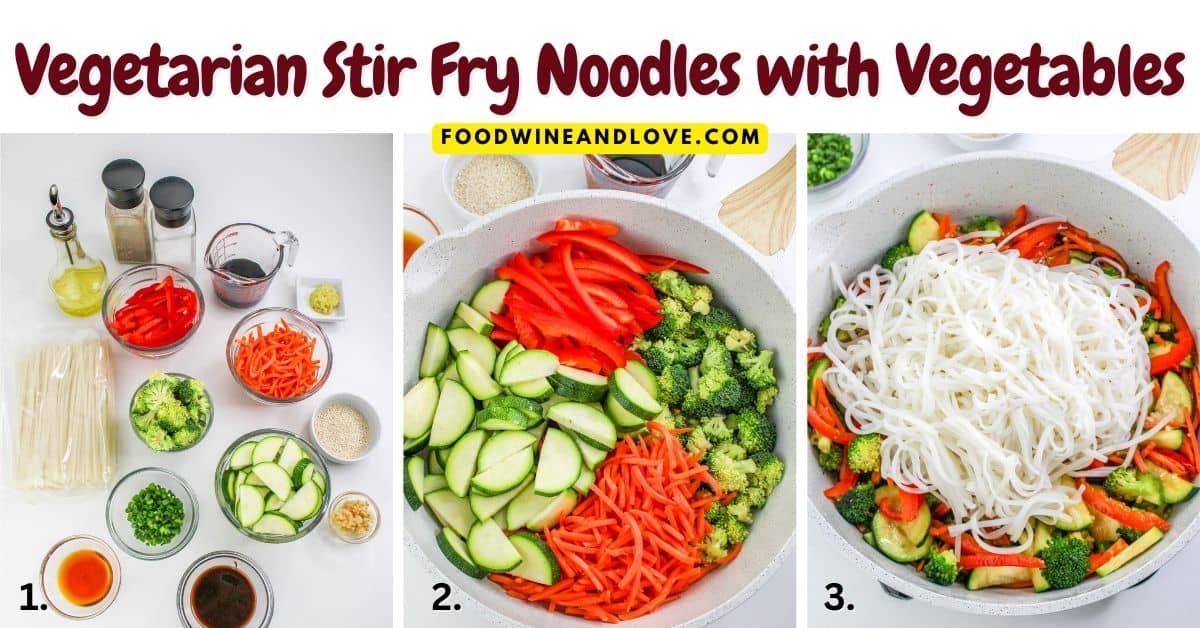 Vegetarian Stir Fry Noodles with Vegetables, a simple and delicious meal recipe made with rice noodles in about a half hour.