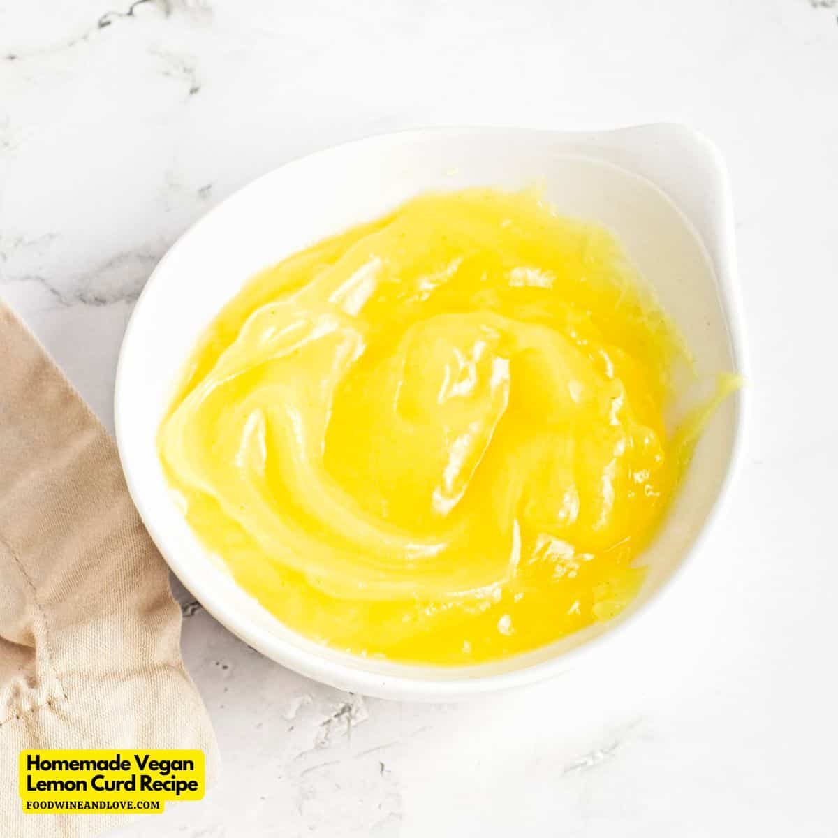 Homemade Vegan Lemon Curd Recipe, a simple 15 minute recipe for bright and tangy curd made without added eggs or dairy.