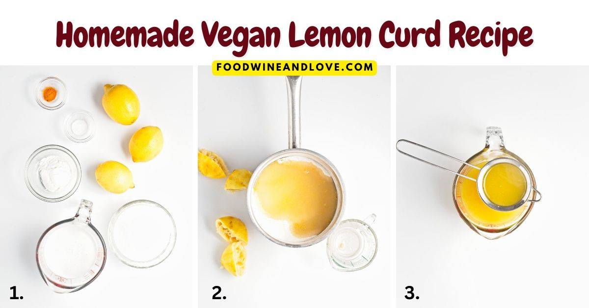 Homemade Vegan Lemon Curd Recipe, a simple 15 minute recipe for bright and tangy curd made without added eggs or dairy.