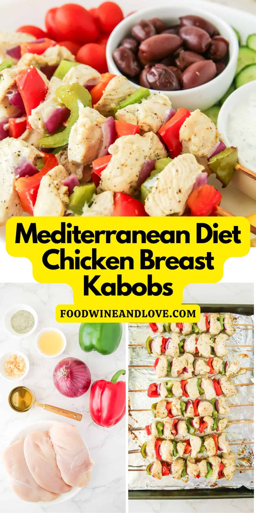 Mediterranean Diet Chicken Breast Kabobs, an easy and delicious recipe made with a lemon garlic marinade in about 30 minutes.