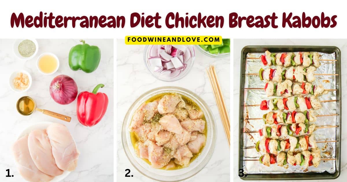 Mediterranean Diet Chicken Breast Kabobs, an easy and delicious recipe made with a lemon garlic marinade in about 30 minutes.