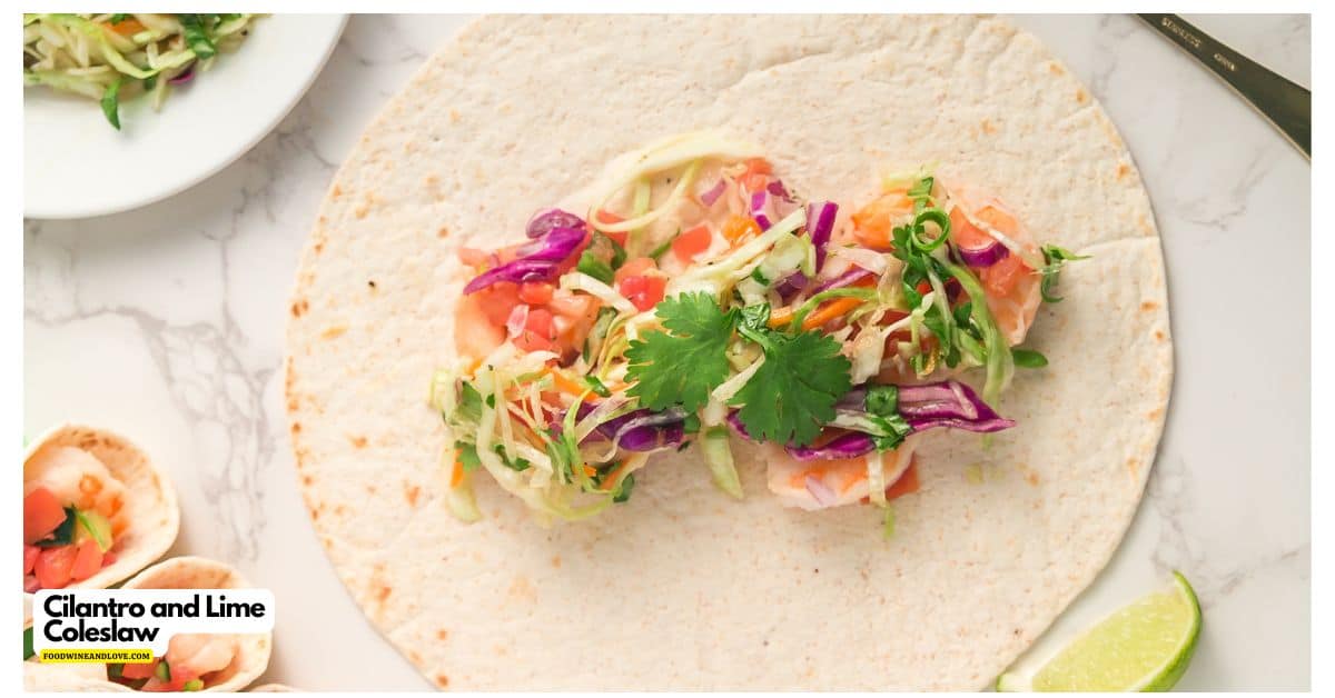 Cilantro and Lime Coleslaw, a simple five minute vegetarian  coleslaw recipe made in about five minutes with basic ingredients.