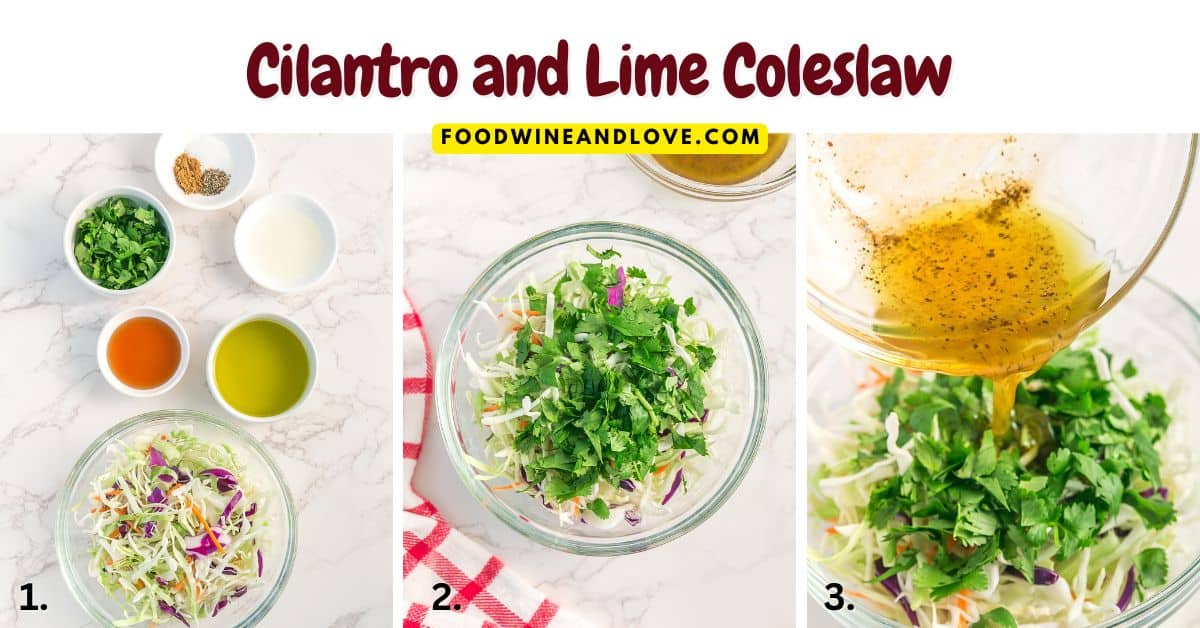 Cilantro and Lime Coleslaw, a simple five minute vegetarian  coleslaw recipe made in about five minutes with basic ingredients.