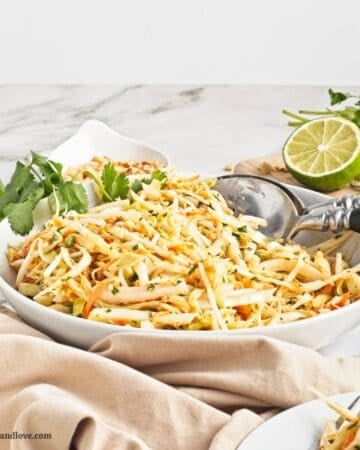 Asian Style Slaw in Creamy Peanut Dressing.