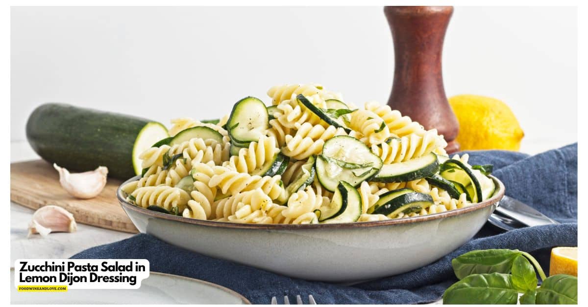 Zucchini Pasta Salad in Lemon Dijon Dressing, a simple vegan recipe made with fresh zucchini tossed in a tasty dressing. Mediterranean diet. Zucchini Pasta Salad in Lemon Dijon Dressing, a simple vegan recipe made with fresh zucchini tossed in a tasty dressing. Mediterranean diet.