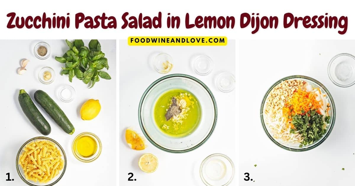Zucchini Pasta Salad in Lemon Dijon Dressing, a simple vegan recipe made with fresh zucchini tossed in a tasty dressing. Mediterranean diet. Zucchini Pasta Salad in Lemon Dijon Dressing, a simple vegan recipe made with fresh zucchini tossed in a tasty dressing. Mediterranean diet.