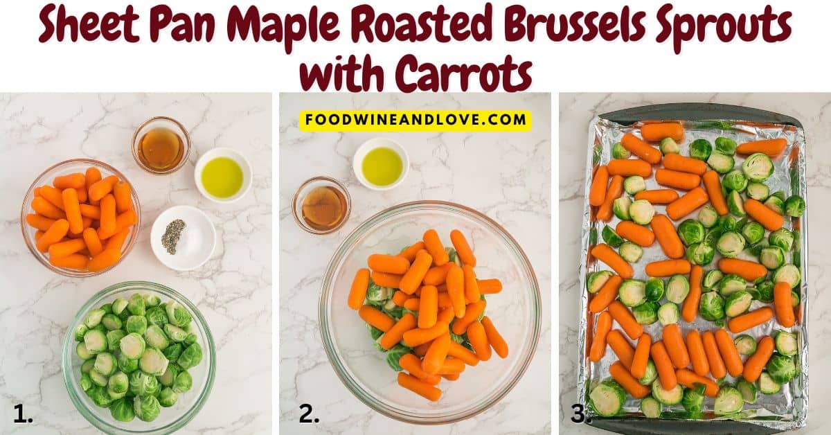 Sheet Pan Maple Roasted Carrots and Sprouts, a simple and delicious healthy side dish made with fresh brussel sprouts and baby carrots.
